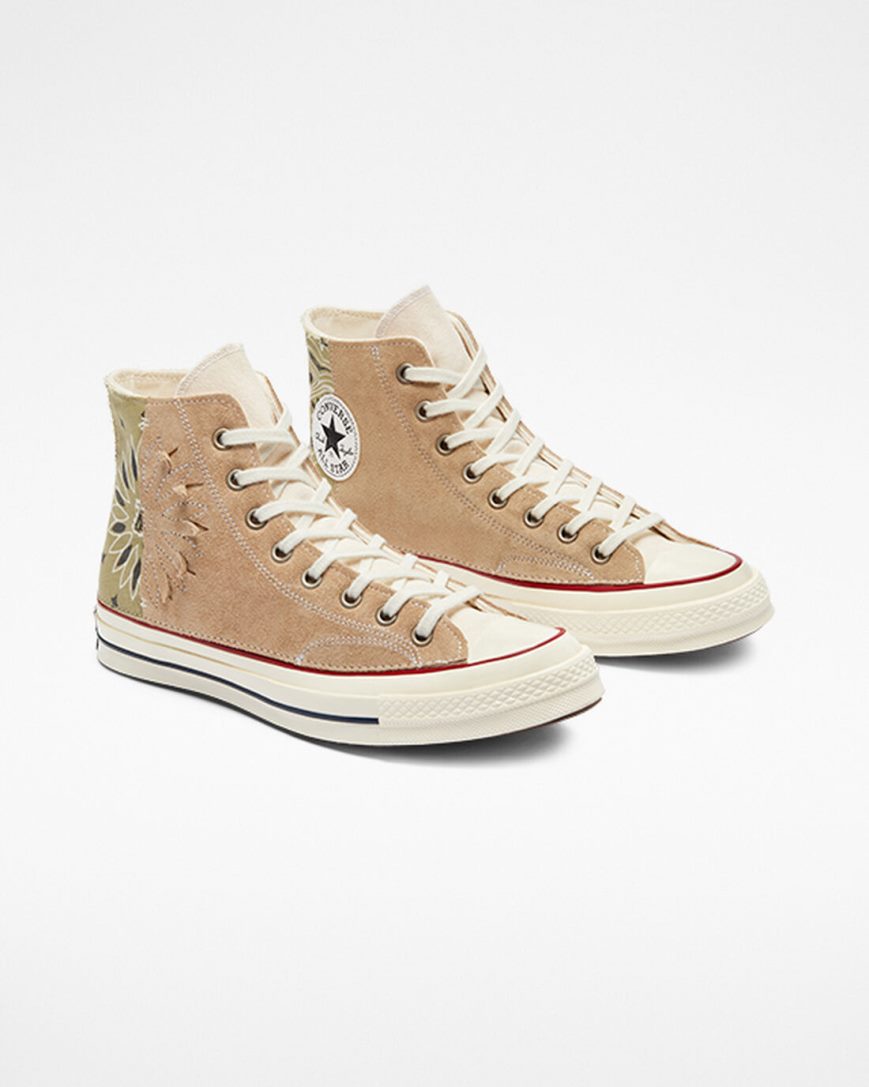 Women's Converse Chuck 70 LTD Paisley Suede High Top Shoes Beige Brown | AU 5C914X